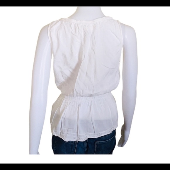 MAX STUDIO Braid Trim Sleeveless Blouse/Top With Scoop Neck Ivory White Medium - Picture 3 of 10